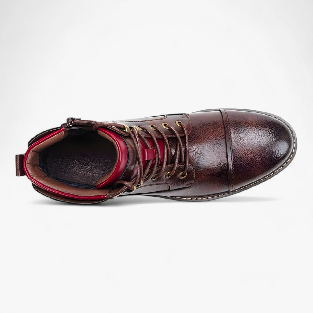 Handmade Faux Leather Oxford Boots with Padded Insole