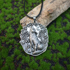Moon and Wolf Pendant Necklace with Wild Spirit and Night Sky Feel