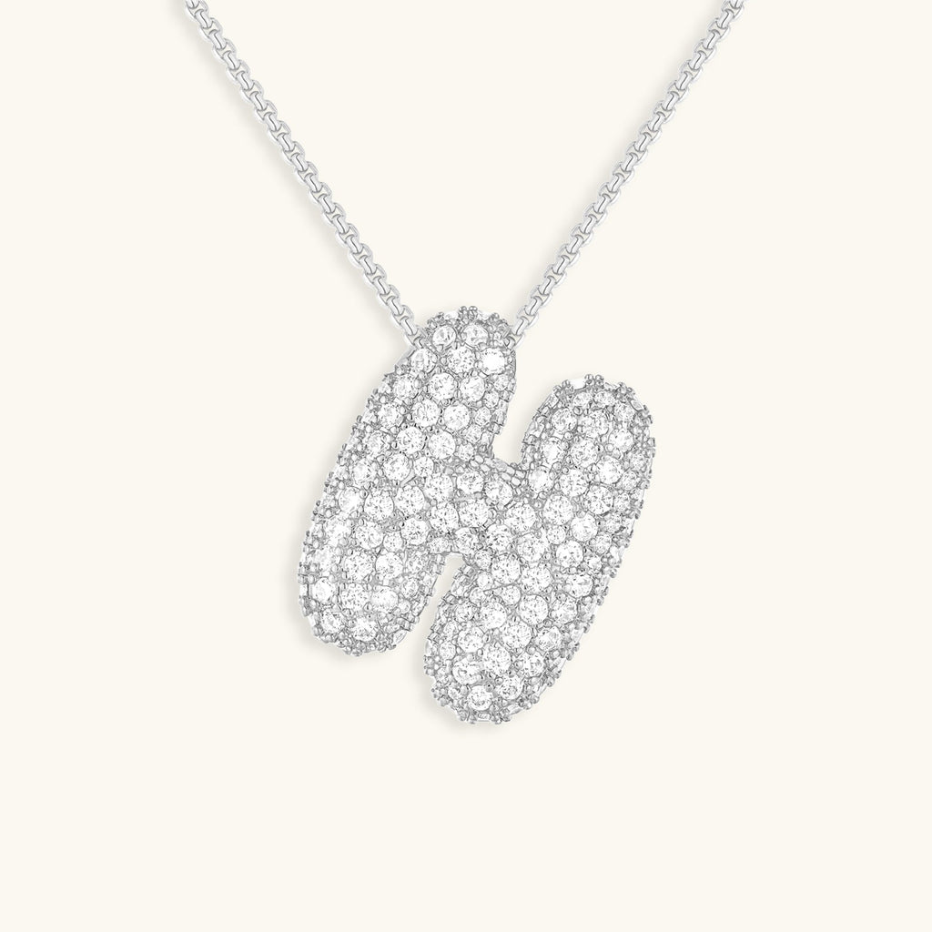 Pavé Bubble Initial Necklace with Sparkling Letter