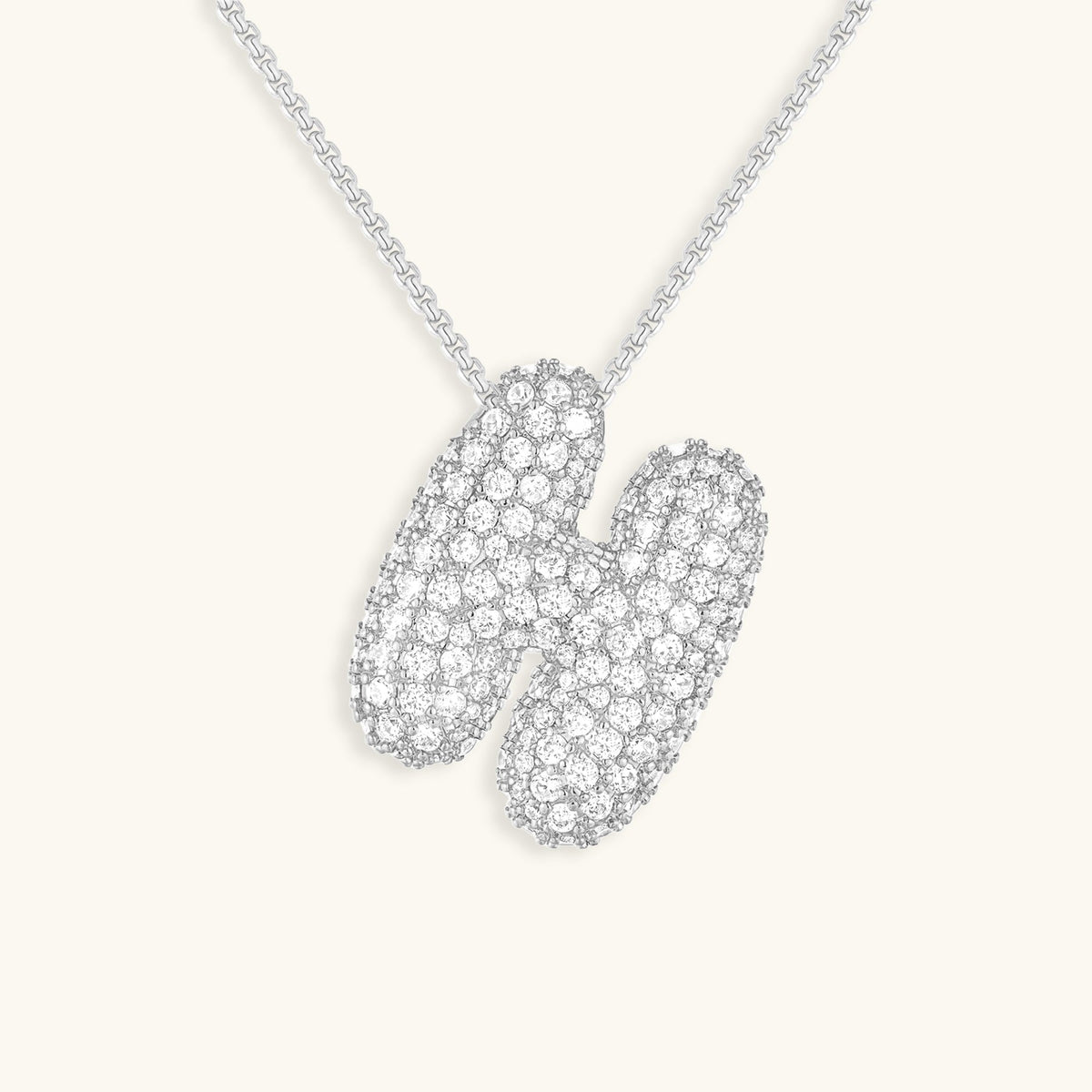 Pavé Bubble Initial Necklace with Sparkling Letter