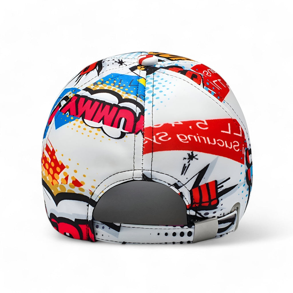 Graffiti Print Adjustable Snapback Cap in Cotton