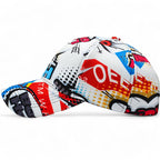 Graffiti Print Adjustable Snapback Cap in Cotton