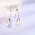 Crystal Teardrop Drop Earrings with a Silver-Tone Finish
