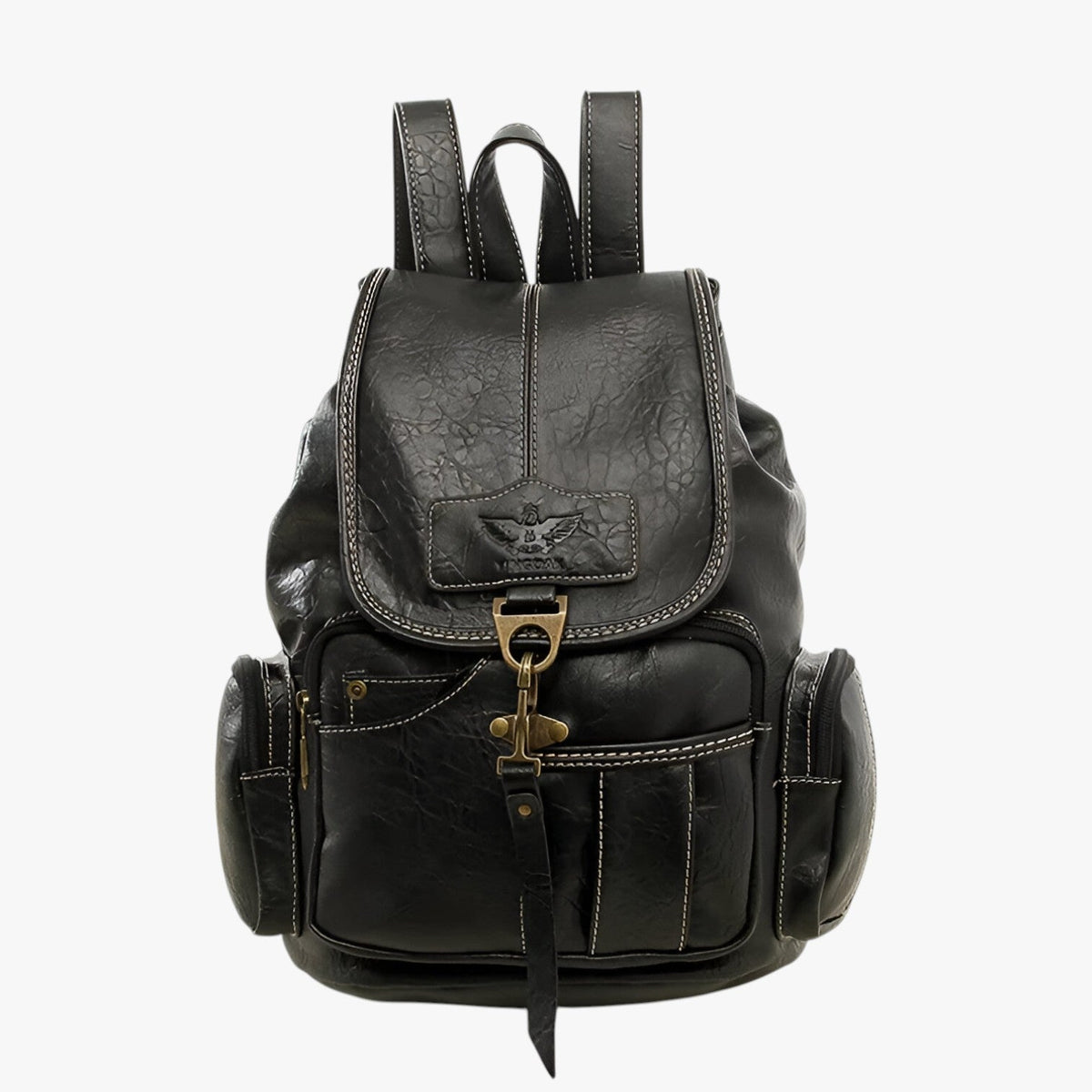 Vintage PU Leather Backpack with Padded Straps