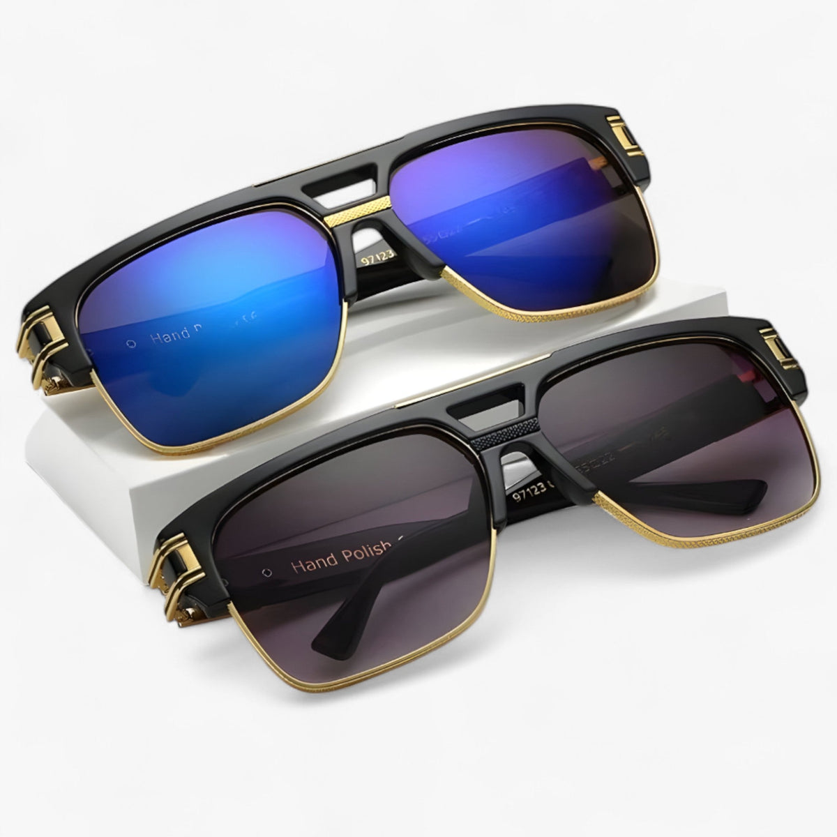Square Mirrored Sunglasses with a Form-Fitting Frame