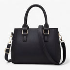 Faux Leather Messenger Bag with Pompon Detail