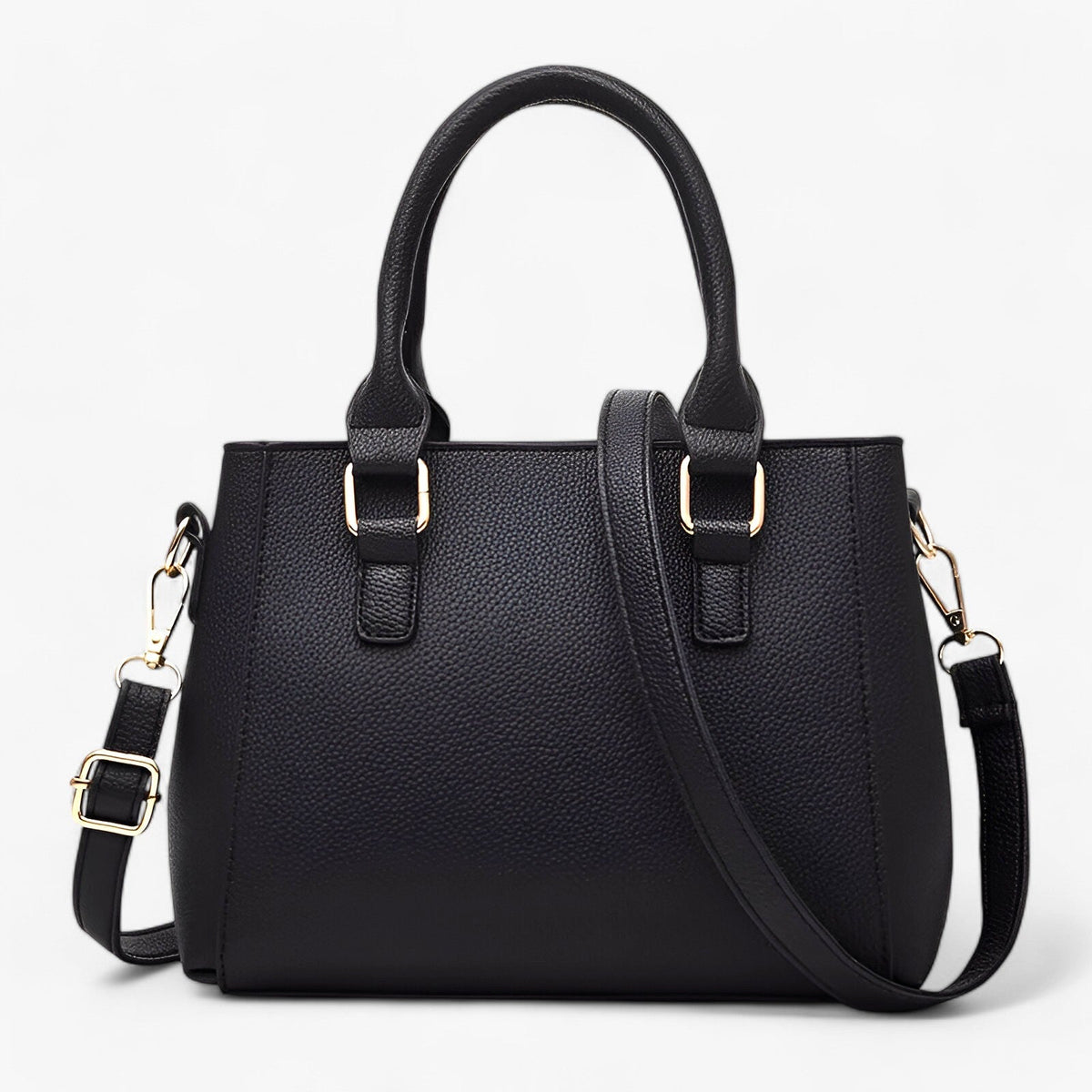Faux Leather Messenger Bag with Pompon Detail