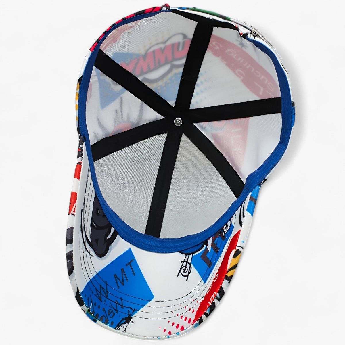Graffiti Print Adjustable Snapback Cap in Cotton