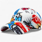 Graffiti Print Adjustable Snapback Cap in Cotton
