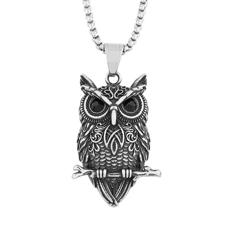 Vintage-Style Celtic Knotwork Owl Pendant Necklace