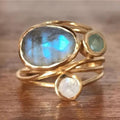 Two-Tone Wrap Ring with Milky Blue and Aqua Stones