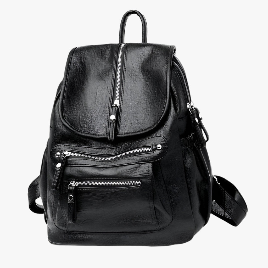Vintage-Look Faux Leather Backpack with Structured Silhouette