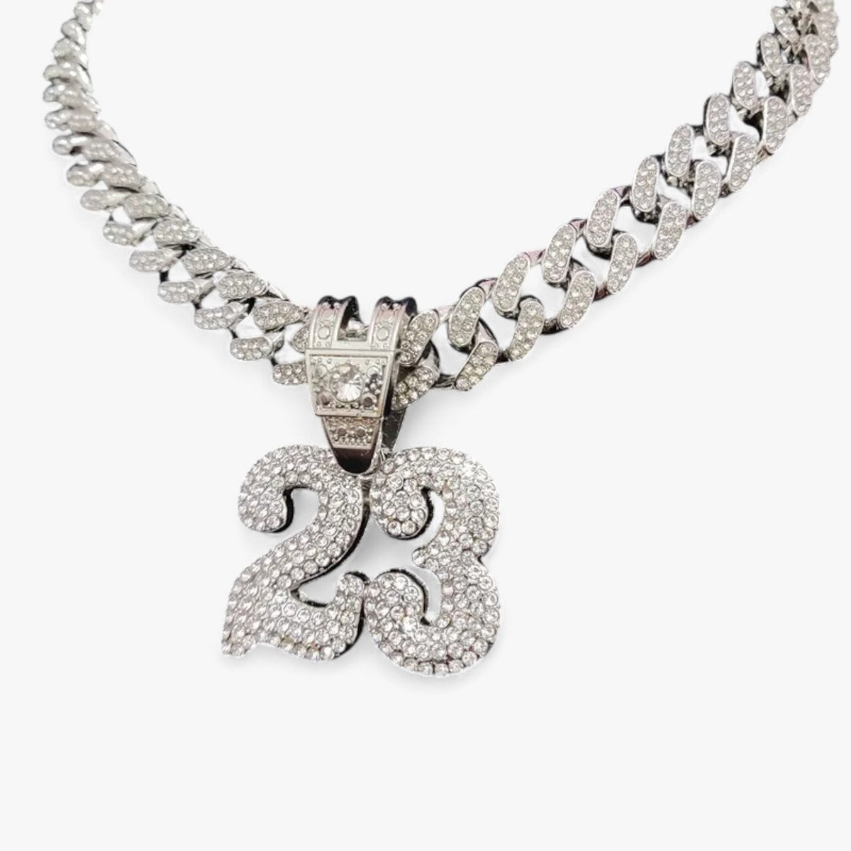 Men's Number 23 Pendant Necklace with Crystal Detail