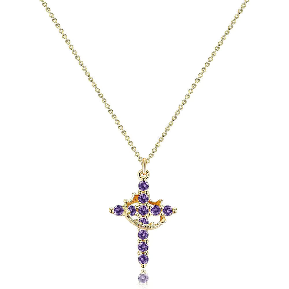 Cross and Crown Pendant Necklace in a Choice of Finishes