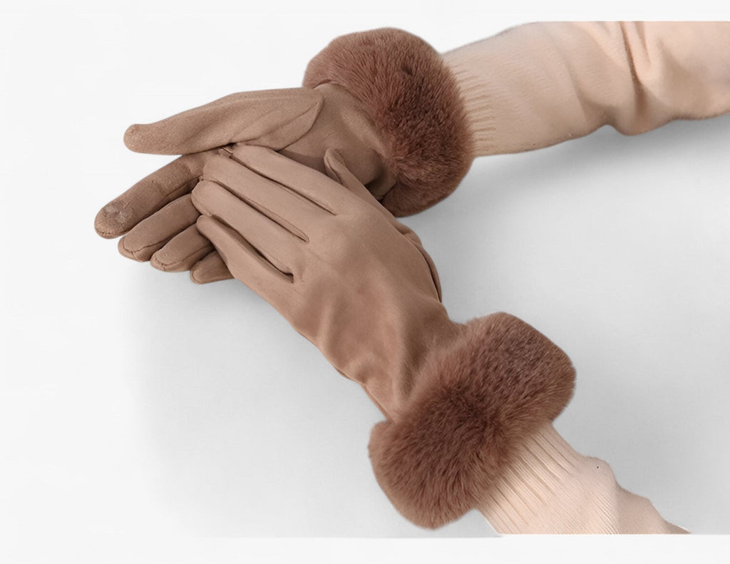 Guantes táctiles de aspecto ante con forro de terciopelo