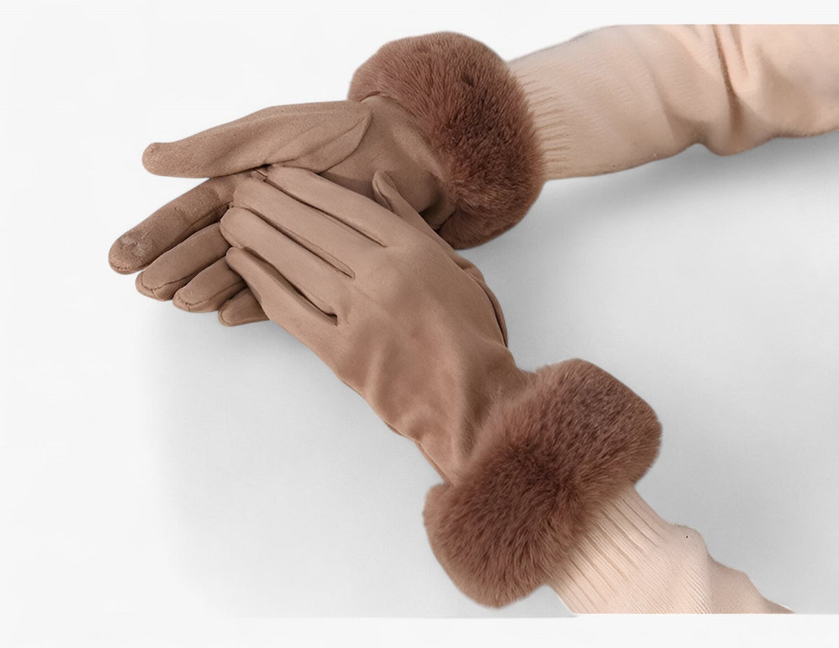Guantes táctiles de aspecto ante con forro de terciopelo