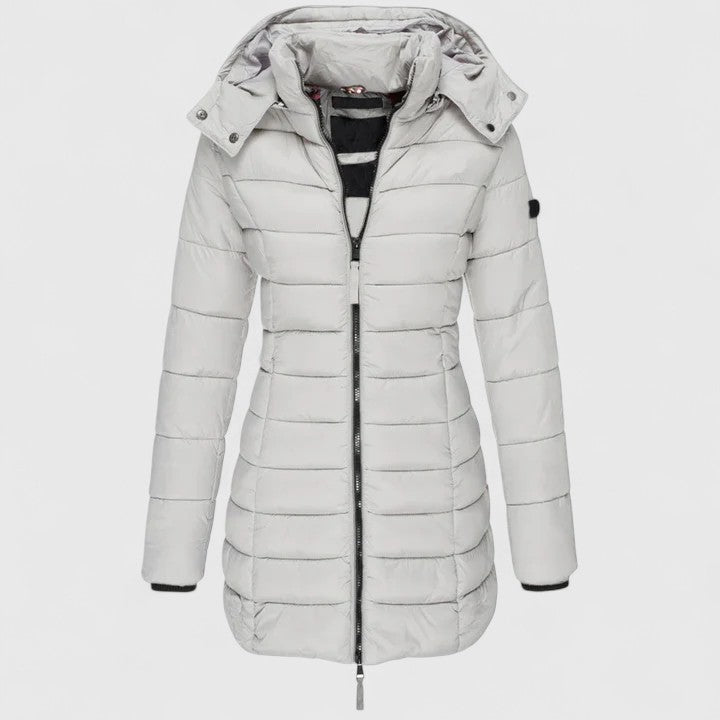 Slim fit-parkas med huva och praktiska detaljer