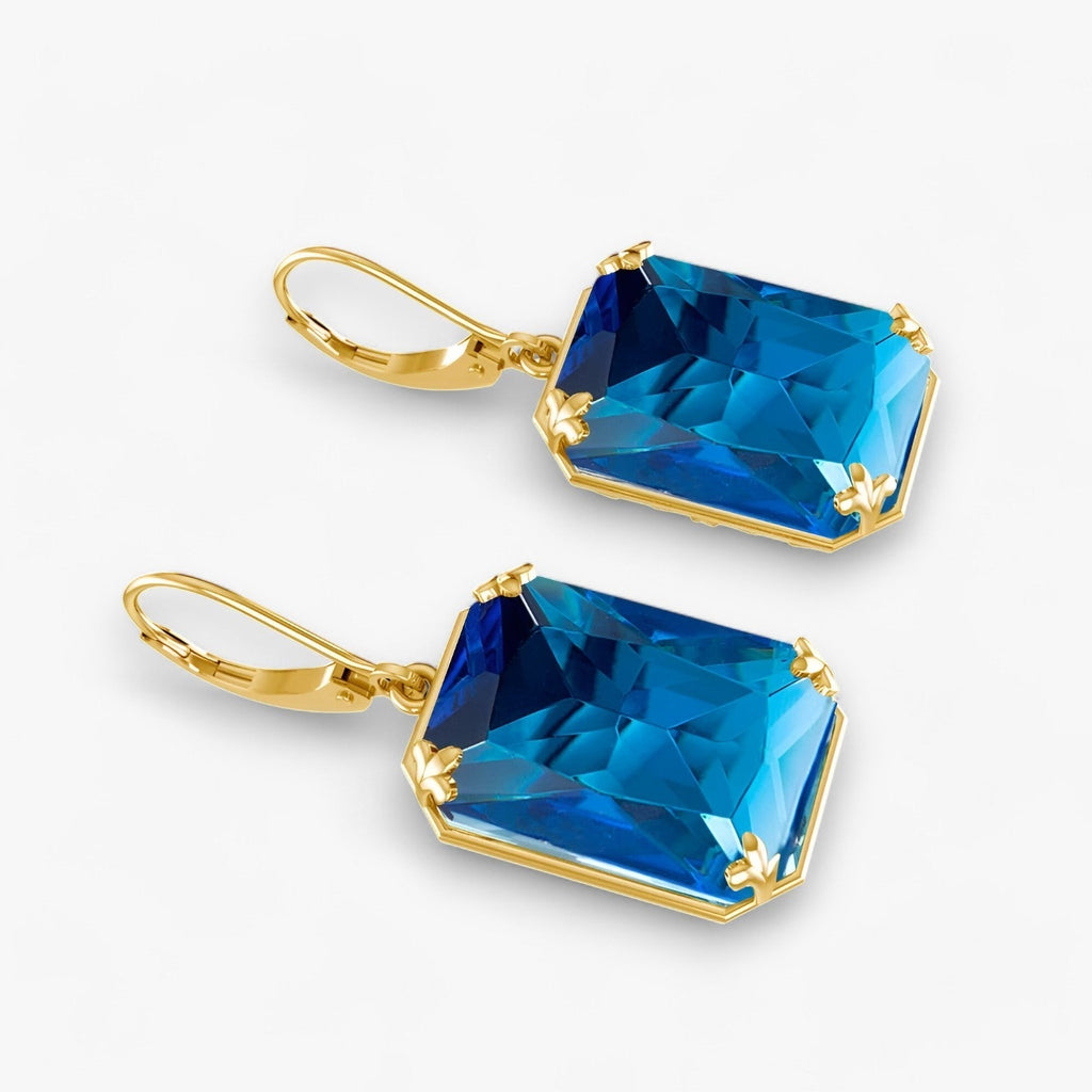 Gemstone Dangle Earrings with Gold and Silver Accents