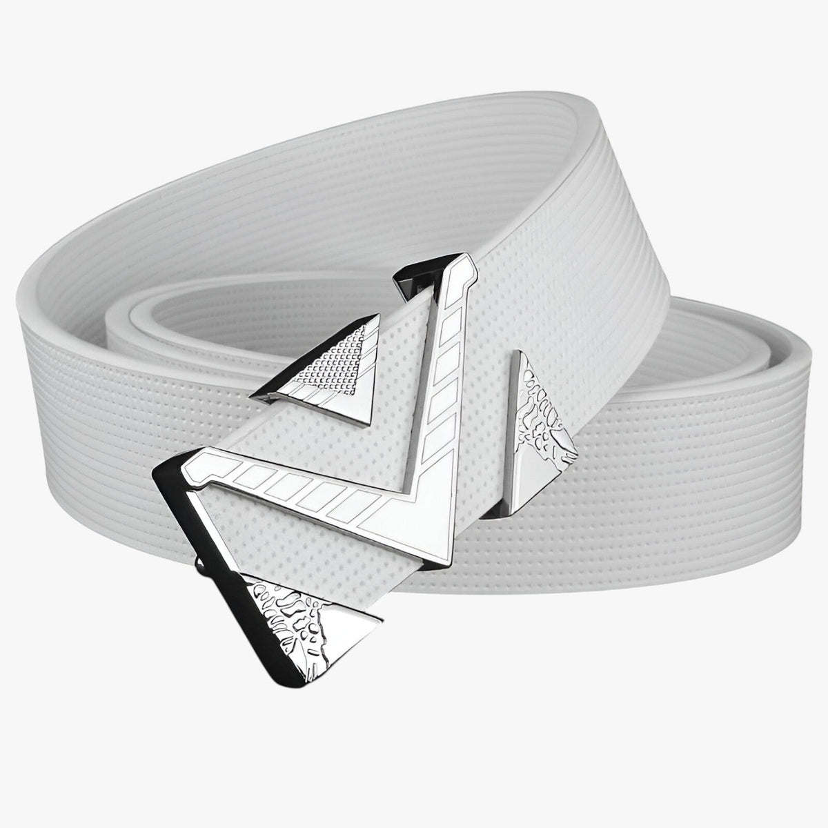 Men's Belt with Statement V-Shaped Gold-Tone Buckle