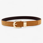 Faux Leather Belt with Polished Metal Buckle Detail