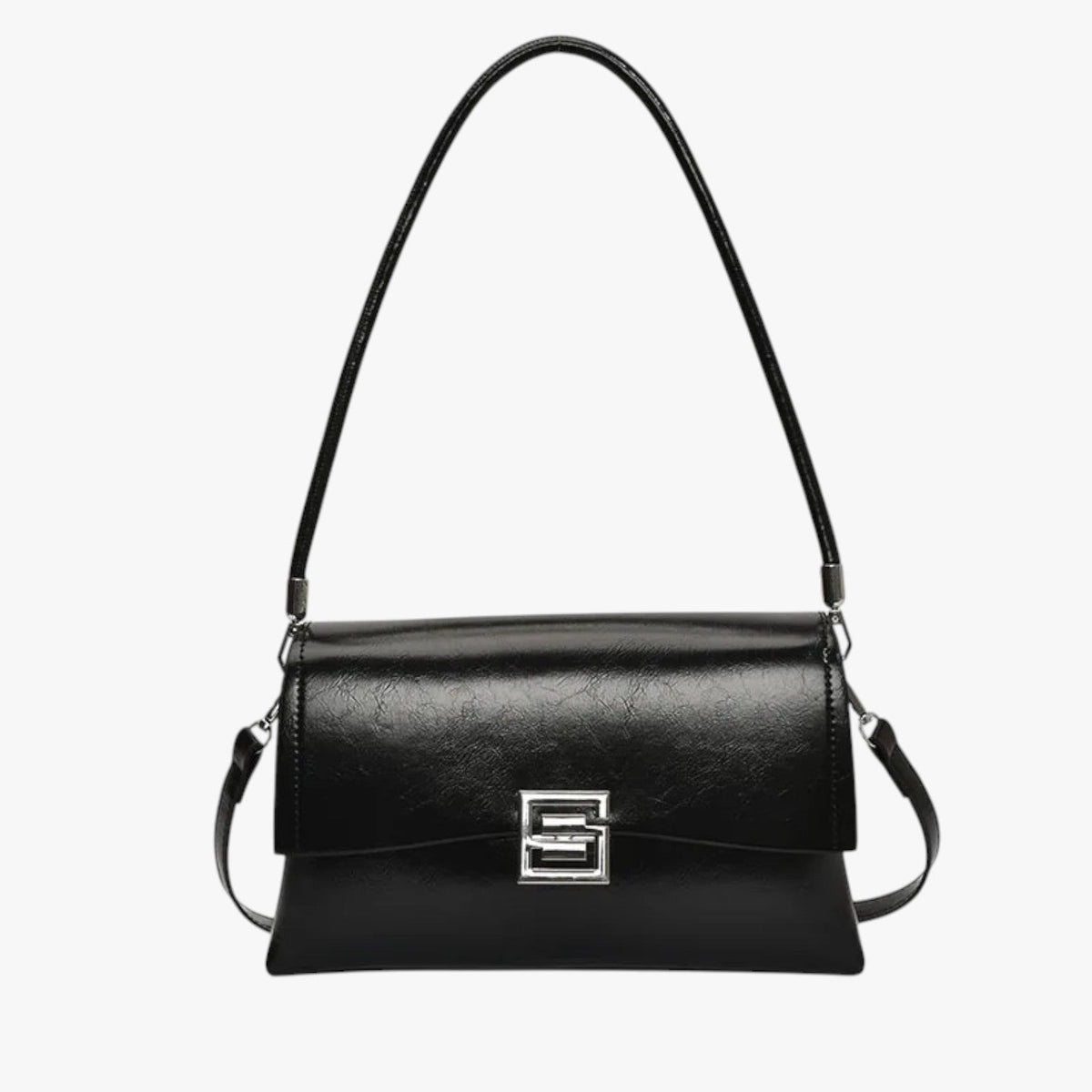 Shell-Shaped Evening Bag with Glossy Embossed Finish