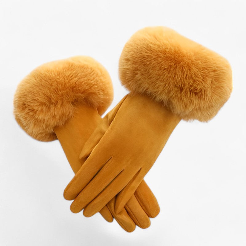 Guantes táctiles de aspecto ante con forro de terciopelo