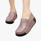 Faux Leather Moccasin Loafers with Platform Sole