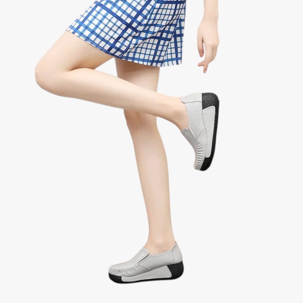 Faux Leather Moccasin Loafers with Platform Sole