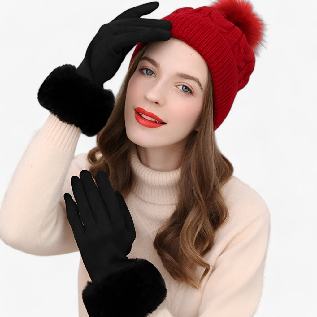 Guantes táctiles de aspecto ante con forro de terciopelo