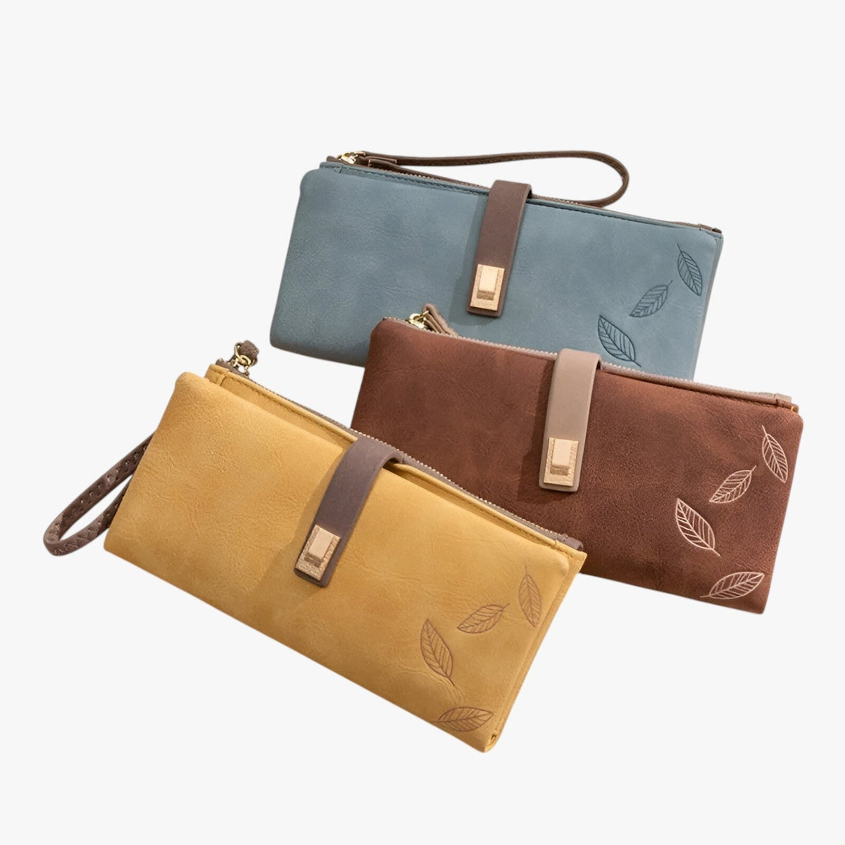 PU Leather Wallet with Leaf-Pattern Finish