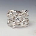 Vintage-Style Inlaid Zirconia Ring with Flush Setting in Silver Colour