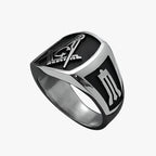 Men's Stainless Steel Statement Ring with Symbolic Design