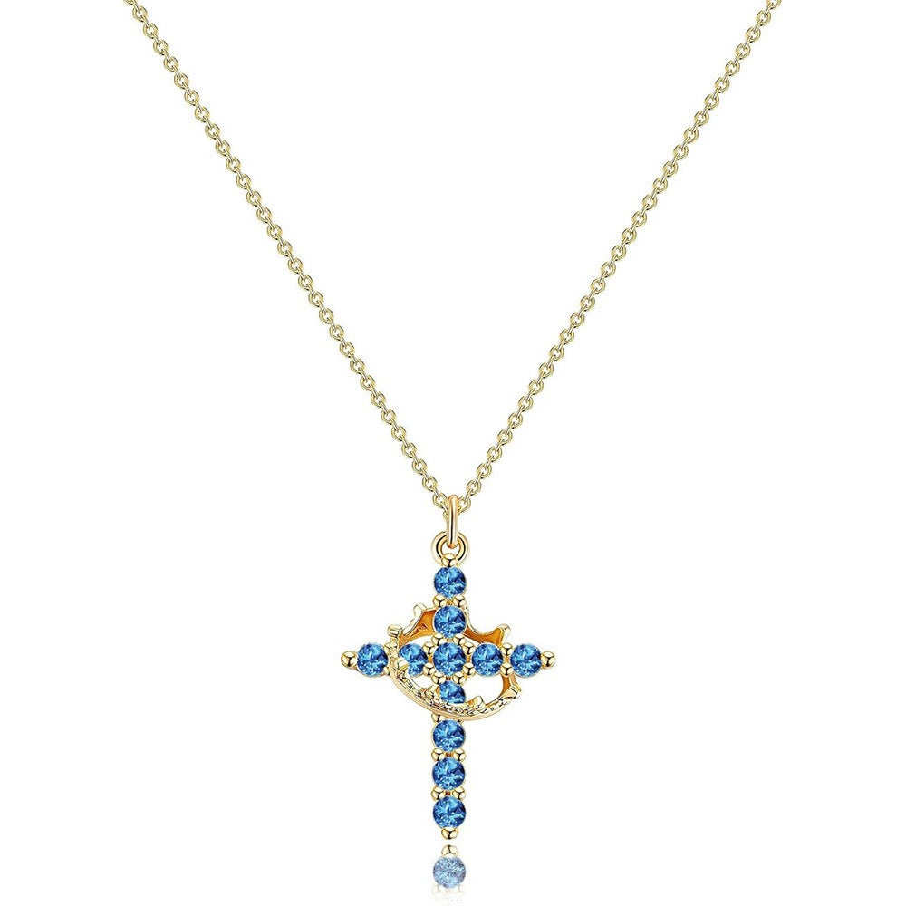Cross and Crown Pendant Necklace in a Choice of Finishes