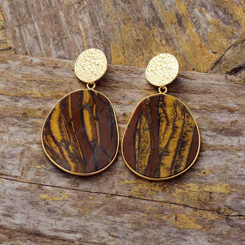 Lapis Lazuli Stone Earrings with Natural Variation