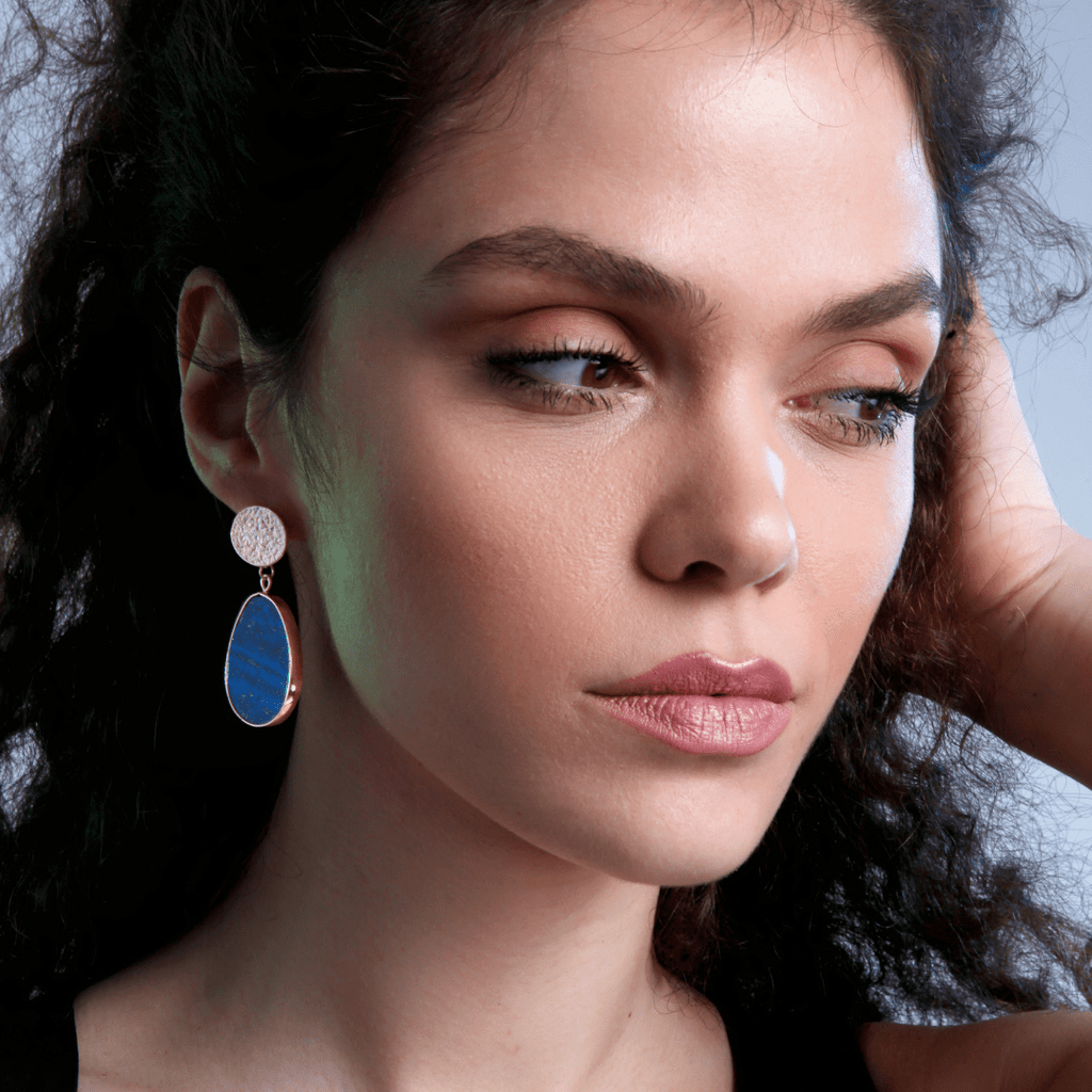 Lapis Lazuli Stone Earrings with Natural Variation