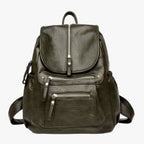 Vintage-Style Faux Leather Backpack with Wide Shoulder Straps