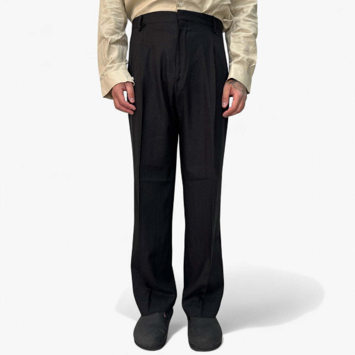 Pleated High-Waist Linen Trousers for Men
