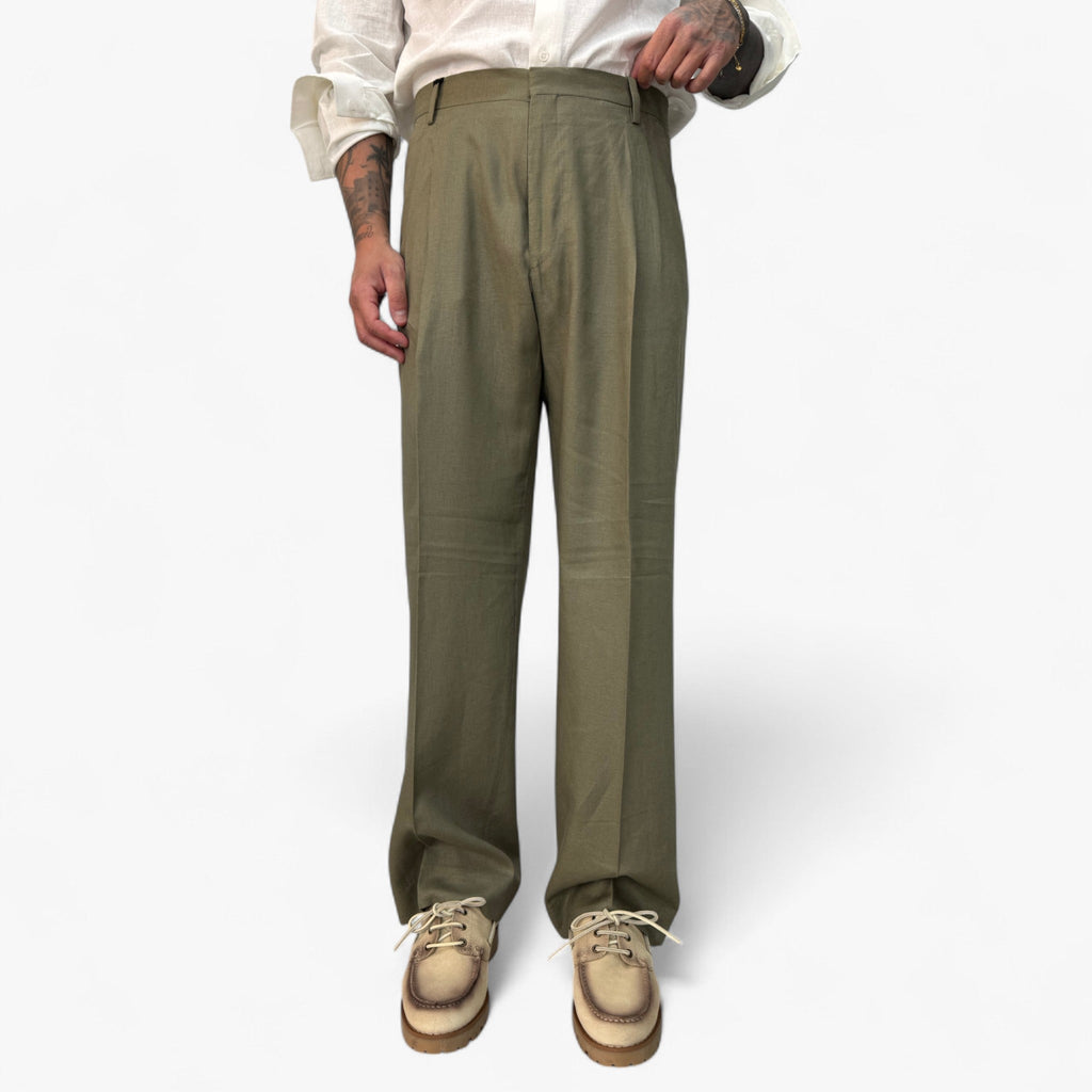 Pleated High-Waist Linen Trousers for Men
