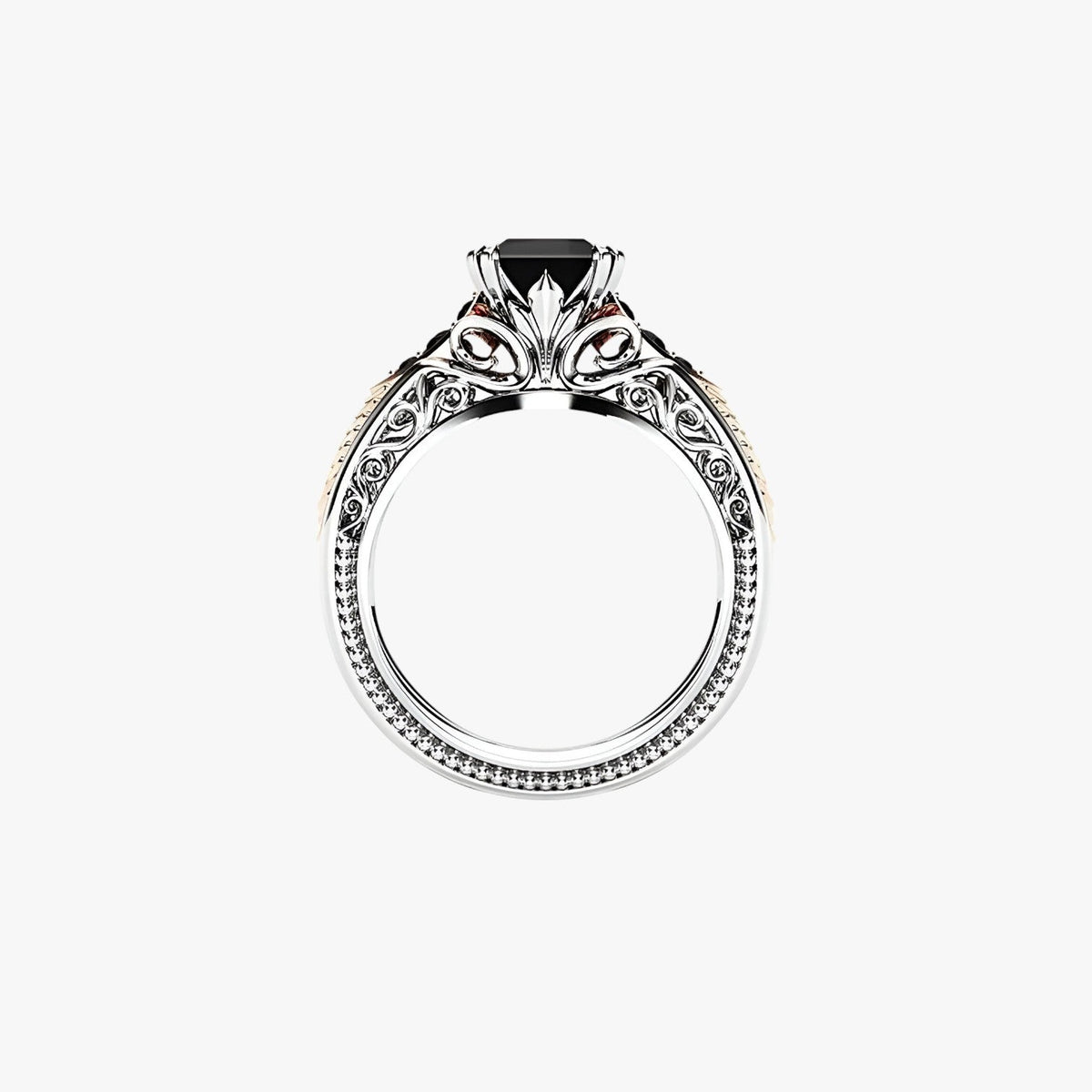 Silverfärgad ring med klar sten och ädelstensdetaljer