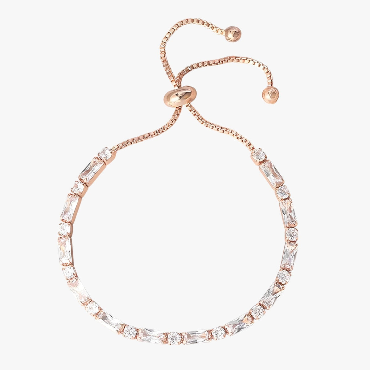 Geometric Rose Gold Bracelet with Zircon Detail