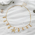 Starfish and Shell Pendant Necklace with Seaside Charm