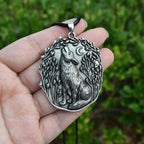 Moon and Wolf Pendant Necklace with Wild Spirit and Night Sky Feel