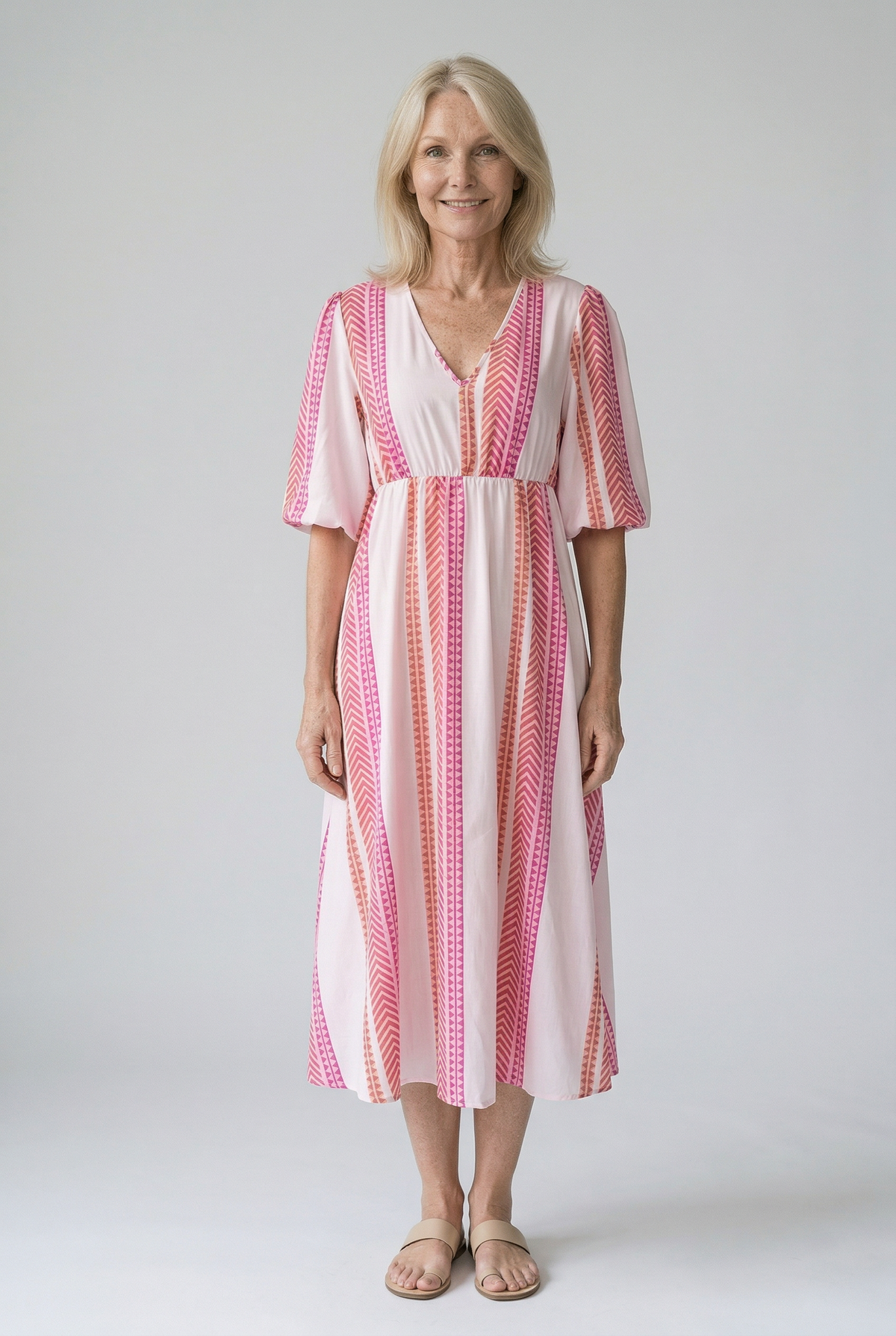 Colourful V-Neck Summer Dress with Vibrant Print