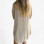 Conjunto de blusa de manga larga y pantalones cortos en lino y algodón