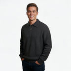 Half-Zip Knitted Sweater with Adjustable Collar for Layering
