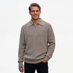 Half-Zip Knitted Sweater with Adjustable Collar for Layering