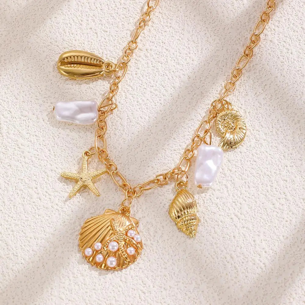 Faux Pearl Starfish Ocean Necklace in Two Styles with Beach Feel