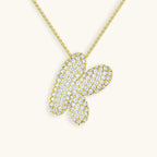 Pavé Bubble Initial Necklace with Sparkling Letter