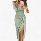 Off-Shoulder Evening Dress with Soft Flowing Silhouette