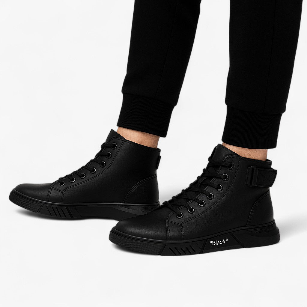 High Black Boots with Shock-Absorbing Sole